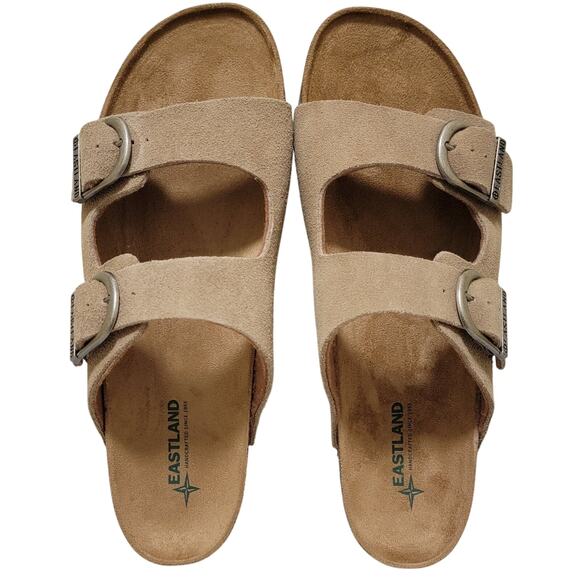 Eastland Men Cambridge Slip On Footbed Sandals Size US 9M Khaki Suede main image 3